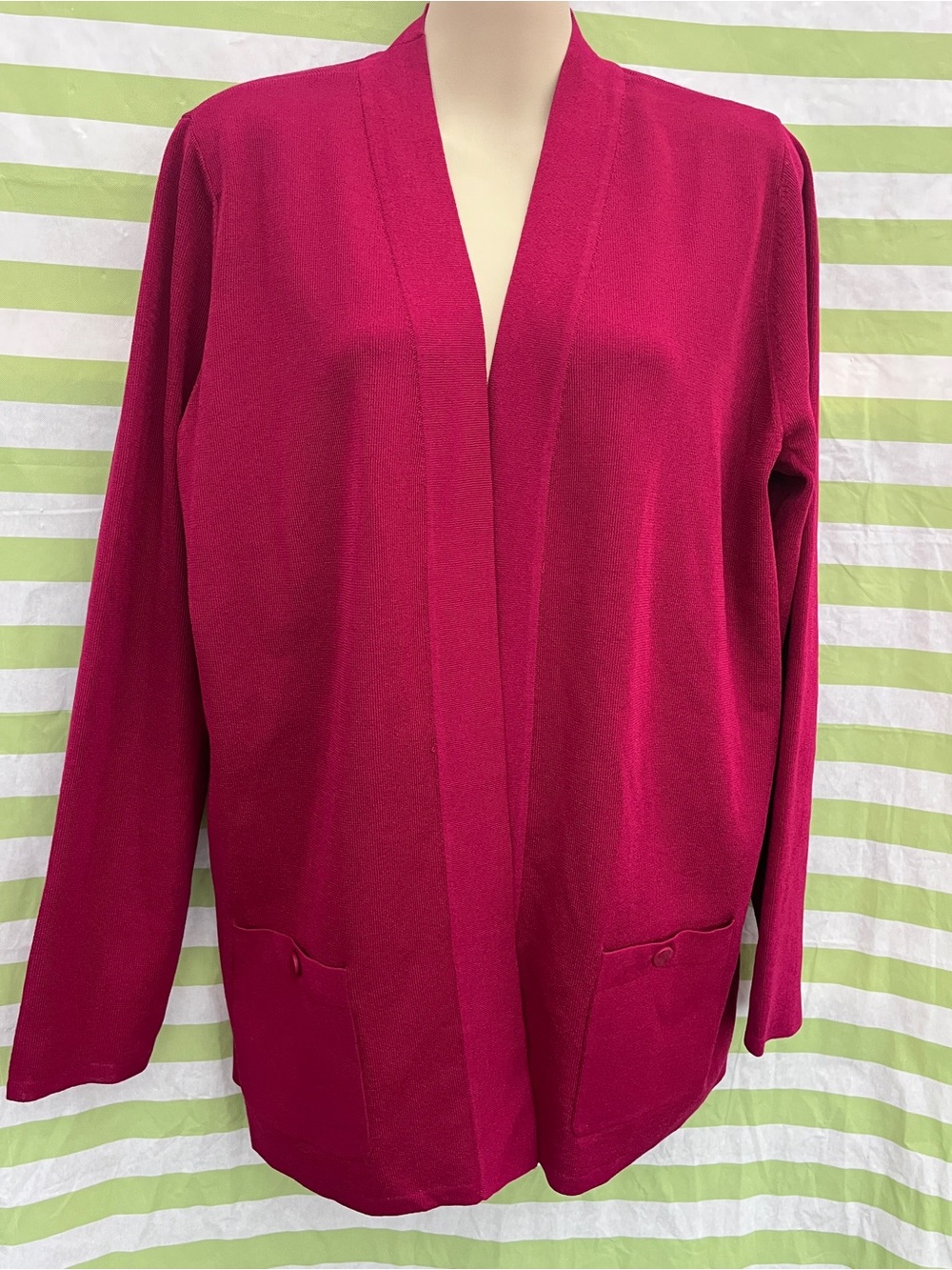 Anne Klein Open Front Cardigan in Berry Pink